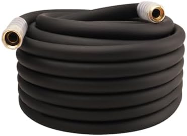 Heavy Duty Premium Garden Hose 75ft x 3/4", 300PSI Working, 1000PSI Burst, Hybrid Rubber Water Hose with Transparent Swivel Handle - Hot/Cold Water - Five Layered Braiding with Brass fittings (Black) by Unknown