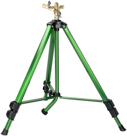 Impact Sprinkler on Tripod Base, Heavy Duty Adjustable Zinc Sprinkler Head for Lawn Yard Garden, 360 Degree Large Area Irrigation, 3/4" Connector Extension Legs Flip Locks by Unknown