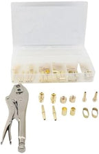 Qinlorgo 49pcs Hose Repair Assembly Kit for Welding Workers Fixing Leaking Air Pipes,Fits 3/16-1/4in Id Hoses,B Size Brass Fittings with Crimper,Portable Transparent Storage Box by Qinlorgo