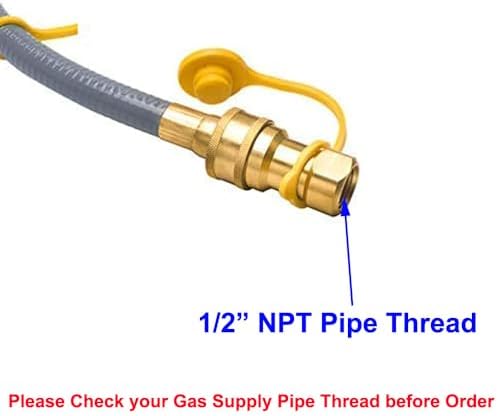 10 Feet 1/2 ID Natural Gas Hose Conversion Kit, Propane Gas Grill Quick Connect/Disconnect Hose Assembly with Adapter 1/2" Flare to 3/8" Female Flare(Measures 5/8") for Outdoor NG/Propane Appliance - Image 5
