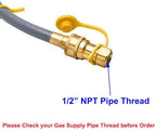 10 Feet 1/2 ID Natural Gas Hose Conversion Kit, Propane Gas Grill Quick Connect/Disconnect Hose Assembly with Adapter 1/2" Flare to 3/8" Female Flare(Measures 5/8") for Outdoor NG/Propane Appliance - Image 5