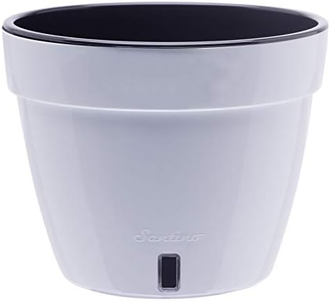 DECOPOTS - 3 Pack - Self Watering Planter - Modern Flower Pot with Water Level Indicator - 6.3" Tall - for All House Plants, Flowers, Herbs (Diameter 7.9", White - Black) - Image 2