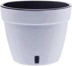 DECOPOTS - 3 Pack - Self Watering Planter - Modern Flower Pot with Water Level Indicator - 6.3" Tall - for All House Plants, Flowers, Herbs (Diameter 7.9", White - Black) - Image 2