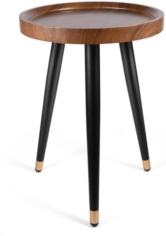 KGPLOME Plant Stand Indoor,Mid Century Walnut Wood Plant Table, Heavy Duty Metal Tall Flower Pot Stand,Modern Round Small Side End Table With Raised Design(12"x17") - Image 2