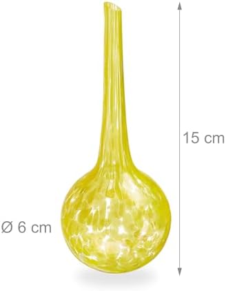 Relaxdays Set of 4 Glass Watering Globes, H x D: 15 x 6 cm, Watering Balls for Plants, Watering Aid Holiday, Yellow - Image 4
