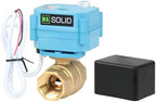 U.S. Solid Motorized Ball Valve - IP67 3/4inch Brass Ball Valve 9-24V with Waterproof Cover, Full Port, 2 Wire Auto Return, Manual Function, NPT, Normally Open by USSolid