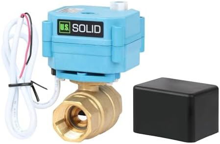 U.S. Solid Motorized Ball Valve - IP67 3/4inch Brass Ball Valve 9-24V with Waterproof Cover, Full Port, 2 Wire Auto Return, Manual Function, NPT, Normally Open by USSolid