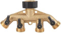 Heavy Duty Brass 4 Way Manifold Garden Hose Splitter Connector Water Tap Adapter 3/4 inch Gardening Irrigation Faucet Connectors(EU 1-out-4 Joint) by Unknown