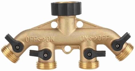 3/4 Inch 4 Way Valve Splitter, Hose Tap Connector, Hose Pipe Splitter, Hose Pipe Splitter Nozzle for Garden Irrigation (European Thread) by Unknown