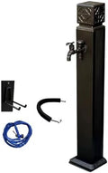 Outdoor Aluminum Garden Water Column, Hose Holders for Outside Freestanding with Faucet and Spray Gun, Outdoor Faucet(Black,100x10cm/39x4in) by Unknown