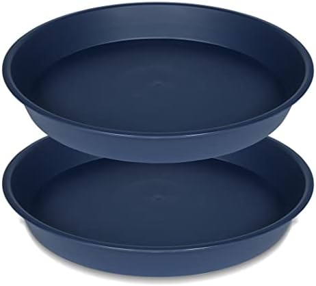 2 Pack of Plant Saucer 20 22 inch, 3.6" Depth, Large Deep Heavy Duty Plant Saucers, Garden Plastic Plant Trays for Indoors Outdoor, Pot Tray for Planter 19-23" (Blue) by Bleuhome