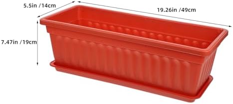 MAGICLULU 2pcs Large Plastic Rectangle Planters with Saucers for Balcony and Garden, Thickened Window Boxes for Vegetable and Strawberry Planting, Brick Red Sturdy Flower Holders - Image 2