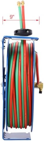 Welding Hose Reel Retractable 1/4 Inch X 100 Foot Twin Rubber Hoses Heavy-Duty Single Arm Construction - Image 4