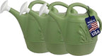 PMU 2 Gallon Watering Can - Garden Watering Can for Indoor & Outdoor Plants - Plastic Water Can with Detachable Sprinkler Head - Large Water Pot, Made in USA - Sage Green Pkg/3 by PMU