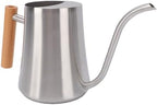 Indoor Watering Can 1L with Long Spout, Wood Handle & Metal Body for House Plants, Bonsai, Garden Flowers - Small Water Can Pot (Sanding 1L) - Image 2