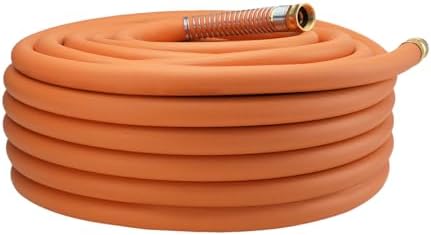 Wiseflow Garden Hose 100FT x 3/4", Heavy Duty Rubber Hose, Water Hose with Five Layered Braiding, Male Female Fittings, 1200PSI Burst, 300PSI Working for Yard, Car Wash, Pets (Orange) by Unknown
