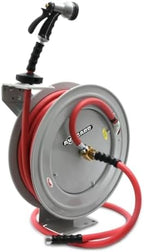 AVAGARD AVGWRHD5850 5/8" x 50' Heavy Duty Retractable Water Hose Reel – Single Arm Steel Frame, 12-Point Lock, 500 PSI Rubber Hose, Wall/Truck Mount, Kink-Resistant, Leak-Proof Brass Fittings - Image 2