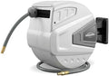 Retractable Air Hose Reel, 3/8" x 80FT Hubrid Air Hose, 300PSI Max, Auto-Rewind & Length-Lock, Ceiling/Wall Mount Enclosed PP Reel with 180° Swivel Bracket for Workshop/Garage by HoldwellS