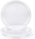 4 Pack 16 17 18 19 20 21 22 in Clear Plastic Plant Saucers for Indoors, Durable Plant Trays for Pots and Plant Water Catcher Tray with No Holes, Reusable Plastic Trays for Plants (17''-4Pack) by FUOAUYK