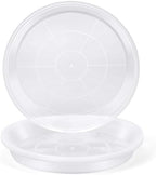 4 Pack 16 17 18 19 20 21 22 in Clear Plastic Plant Saucers for Indoors, Durable Plant Trays for Pots and Plant Water Catcher Tray with No Holes, Reusable Plastic Trays for Plants (17''-4Pack) by FUOAUYK