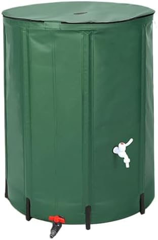 Rain Barrel 13 Gallon/50L PVC Foldable Rain Water Collection Barrel with Spigot and Overflow Hole Zipper Closure Finely Sealed Water Storage Tank, Garden Statues - Image 2