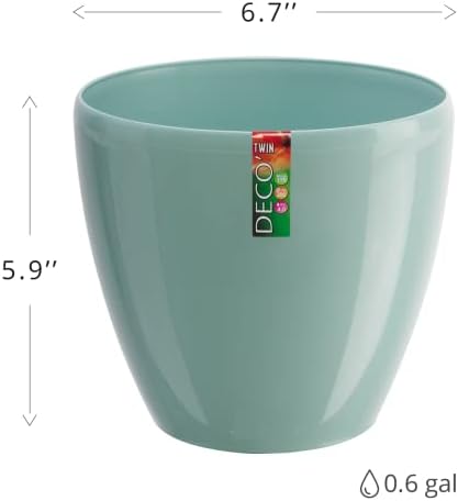 DECOPOTS - 3 Pack Self Watering Planter - Indoor/Outdoor Decorative Flower Pot with Drainage Cartridge and Water Level Indicator (6.7", Lime) - Image 3