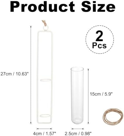 METALLIXITY Hanging Clear Glass Hydroponic Plant Propagation Tube Vase 2Pcs - Image 2