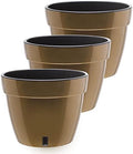 Gardenera 9.2" ASTI Self Watering Planter (Set of 3) in Gold/Black - Modern Flower Pot with Water Level Indicator for All House Plants, Flowers, Herbs, Succulents and Hanging Plants by Gardenera