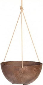 Root & Vessel Self Watering Hanging Planter for Indoor or Outdoor Plants, Unique Marbled Hanging Basket Made of Eco-Friendly Blend of Stone & Plastic, Rust, 12" by Novelty