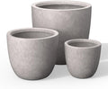 Kante Set of 3 CON Gray Concrete Bowl Planters 18" 14" 10" Dia by Unknown