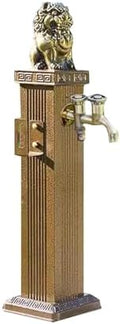 Freeze Proof Outdoor Faucet,Garden Water Column with Unique Design Brass Faucets,Outdoor Spigot with Garden Hose Holder Freestanding,Water Spigot Extender, Garden Tub Faucet(Brass,69cm/27in) by Unknown