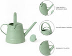 1 Gallon Plastic Watering Can with Long Spout & Dual Handles for Indoor Plants, Hanging Baskets - White, Yellow, Green, Gray - Image 6