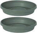 Bloem Terra 20" Round Plastic Plant Saucer, Lightweight UV-Resistant Indoor/Outdoor Flower Pot Tray - Fits 20-inch Planter Pots, Basil, 2-Pack by Bloem