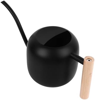 GLOGLOW Metal Watering Can, 1.2L Stainless Steel Long Spout Watering Pot with Wooden Handle for Indoor Plants Bonsai Garden Flowers, Black - Image 5