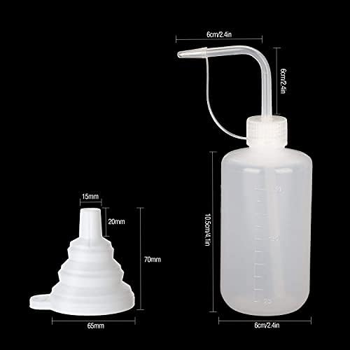Hyber&Cara Safety Wash Bottle with Cap 3Pcs 250ml Plastic Plant Watering Tattoo Squeeze Bottle for Lab with 1Pc Silicone Funnel (Pack of 2) - Image 2
