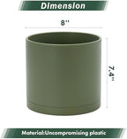 D'vine Dev Plastic Planter Pot with Saucer, 8 in, Olive, 74-X-I-1 - Image 3