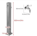 Faucet Stainless Steel Freestanding Vertical Square Garden Water Colum, Outdoor Antifreeze Faucet with Hose Holder, for Garden Farm Pasture,80cm/24in - Image 2