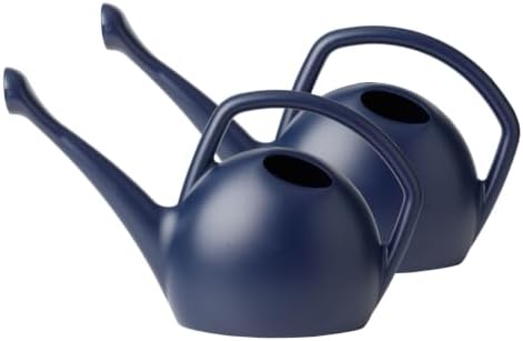 Bloem Rhino 2 Gallon Plastic Watering Can with Rosette Spout, Navy, 2-Pack by Bloem
