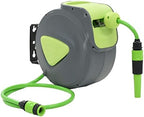vidaXL Retractable Garden Hose Reel, Water Hose Reel for Outdoor Watering Irrigation, Wall Mounted Hose Reel with Adjustable Spray, Automatic Rewind - Image 2