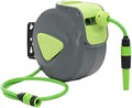 vidaXL Retractable Garden Hose Reel, Water Hose Reel for Outdoor Watering Irrigation, Wall Mounted Hose Reel with Adjustable Spray, Automatic Rewind by vidaXL