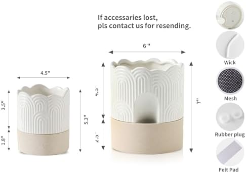 Nihow Ceramic Self Watering Pots for Indoor Plants, 4.5+6 Inch,Beige Set 2 - Image 2