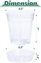 1 Gallon 6 Inch Clear Plastic Plant Pot with Drainage Holes, Interlocking & Detachable Tray - Deep Saucer - Durable BPA-Free Plastic, Transparent Design, Raised Base for Airflow, Set of 6, 92-X-A-6 - Image 4