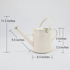 1 Gallon Matte Cream Metal Watering Can, Removable Spout - Image 4