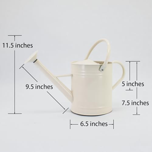1 Gallon Matte Cream Metal Watering Can, Removable Spout - Image 4
