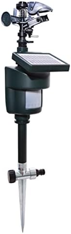 Lawn & Garden Solar Motion Sensor Sprinkler - 360 Adjustable, Green Metal, Modern Style - Repels Cats, Rabbits, Birds, Dogs by Inshow