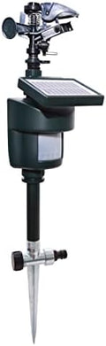 Lawn & Garden Solar Motion Sensor Sprinkler - 360 Adjustable, Green Metal, Modern Style - Repels Cats, Rabbits, Birds, Dogs by Inshow