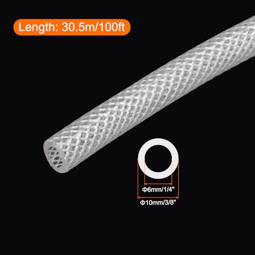 MECCANIXITY Braided Clear PVC Vinyl Tubing 1/4" ID 3/8" OD PVC Tube High Pressure Water Hose 100ft for Industrial Tubing, Pump, 6mm x 10mm - Image 2
