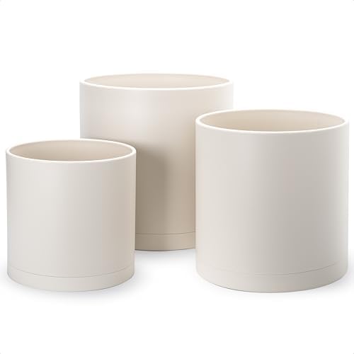 D'vine Dev 3-Pack Plastic Pots & Saucers, 10/12/14 in, Oatmeal, 74-V-H-6 by DvineDevPlanterPotsandStand