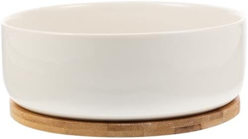 Tofficu White Ceramic Bonsai Plant Pot with Tray, Round Succulent Planter Pot for Small Plants, Prevent Over-Watering and Overflow, for Home and Balcony Gardening by Tofficu