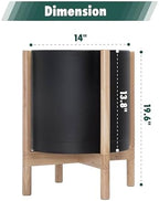 D'vine Dev Plastic Pot with Natural Wood Stand, Black, 14 in, 55-C-S-2 - Image 3